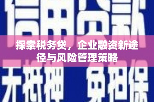 綦江探索税务贷，企业融资新途径与风险管理策略